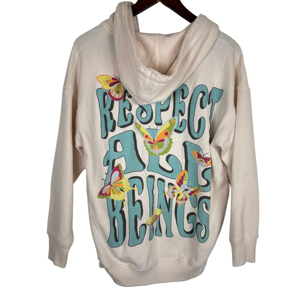 American Eagle Respect All Beings Cream Full Zip Sweatshirt Women's XS